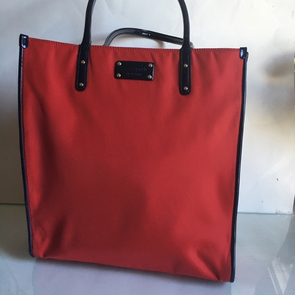 Kate Spade red with navy blue tote bag - Picture 1 of 8